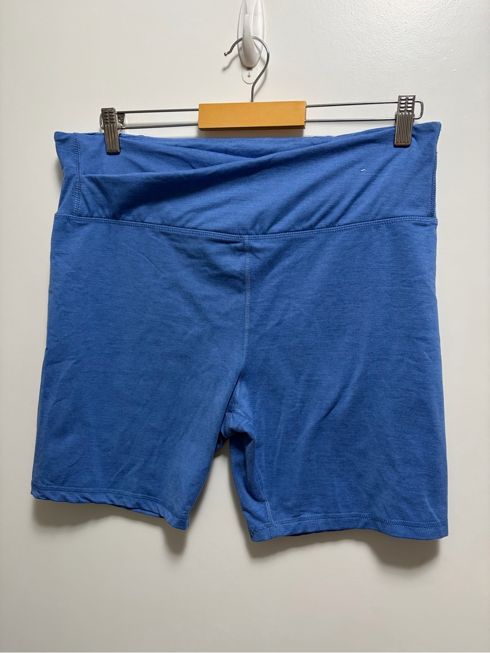 Outdoor Voices Women's CloudKnit Crossover Bike Short in Heathered Blue Size XXL